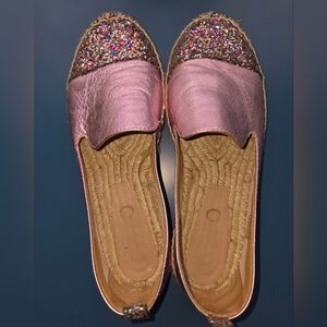 Pink Glitter Espadrille Flats